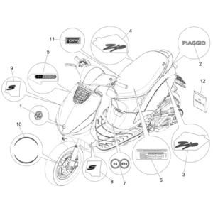 29. Piaggio Zip 50 IGET 4T 3V Euro5 - 45 km/h - 2021-2023 - LBMCD2100 - Teile Aufkleber - Embleme