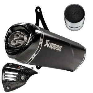 Akrapovič Rennauspuff - Vespa GT / GTS / GTV - 125 ~ 300cc - Euro3 / Euro4 - S-VE3SO9-HRSSBL + Katalysator + Hitzeschild - Bundle